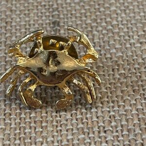 Gold Crab Brooch Pin